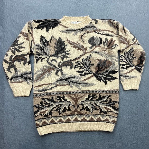 Vintage Le Moda Womens Crewneck Chunky Knit Sweater Sz S Knitted by Hand - Picture 1 of 8